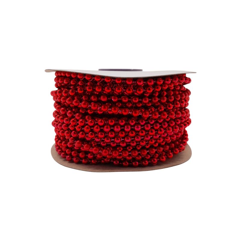 24yd 4mm Plastic MOT Pearl Strand Red