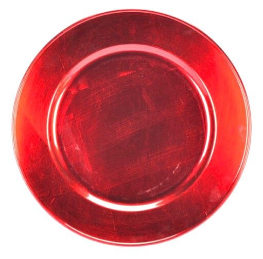 13&quot; Round Plastic Charger Plate Red