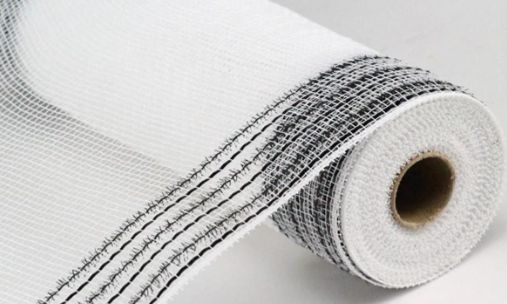10.25&quot;x10yd Border Stripe Mesh  Black/White