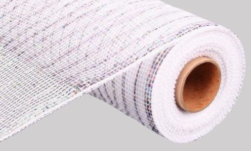 10&quot;x10yd Metallic Deco Mesh Silver/White