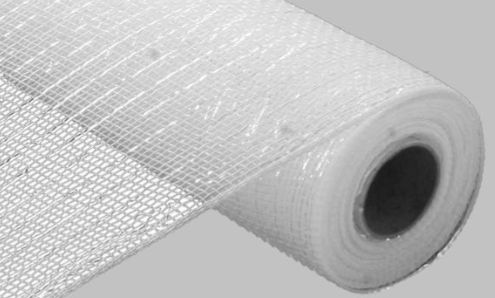 10&quot;x10yd Metallic Deco Mesh White