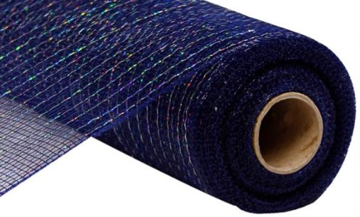 10"x10yd Metallic Deco Mesh Navy/Silver 10"x10yd Metallic Deco Mesh Navy/Silver