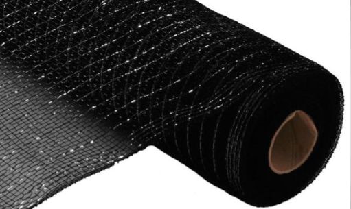 10&quot;x10yd Metallic Deco Mesh  Black