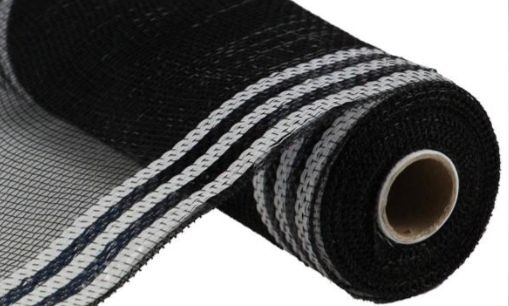 10"x10yd Border Stripe Mesh Black/White 10"x10yd Border Stripe Mesh Black/White
