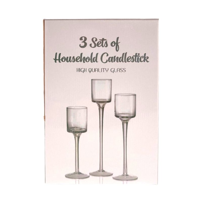 3pc 7.75&quot;, 9&quot; &amp; 10.25&quot; Stemmed Votive Candle Holders (Glass)