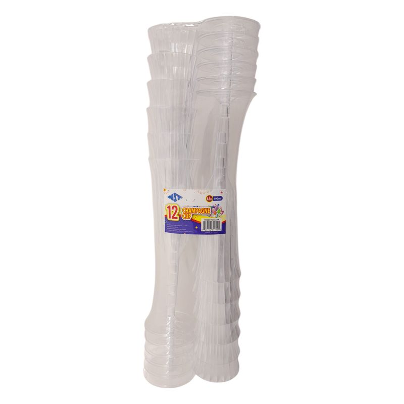 12pc 8.5&quot; 6.5oz Plastic Champagne Cups Clear