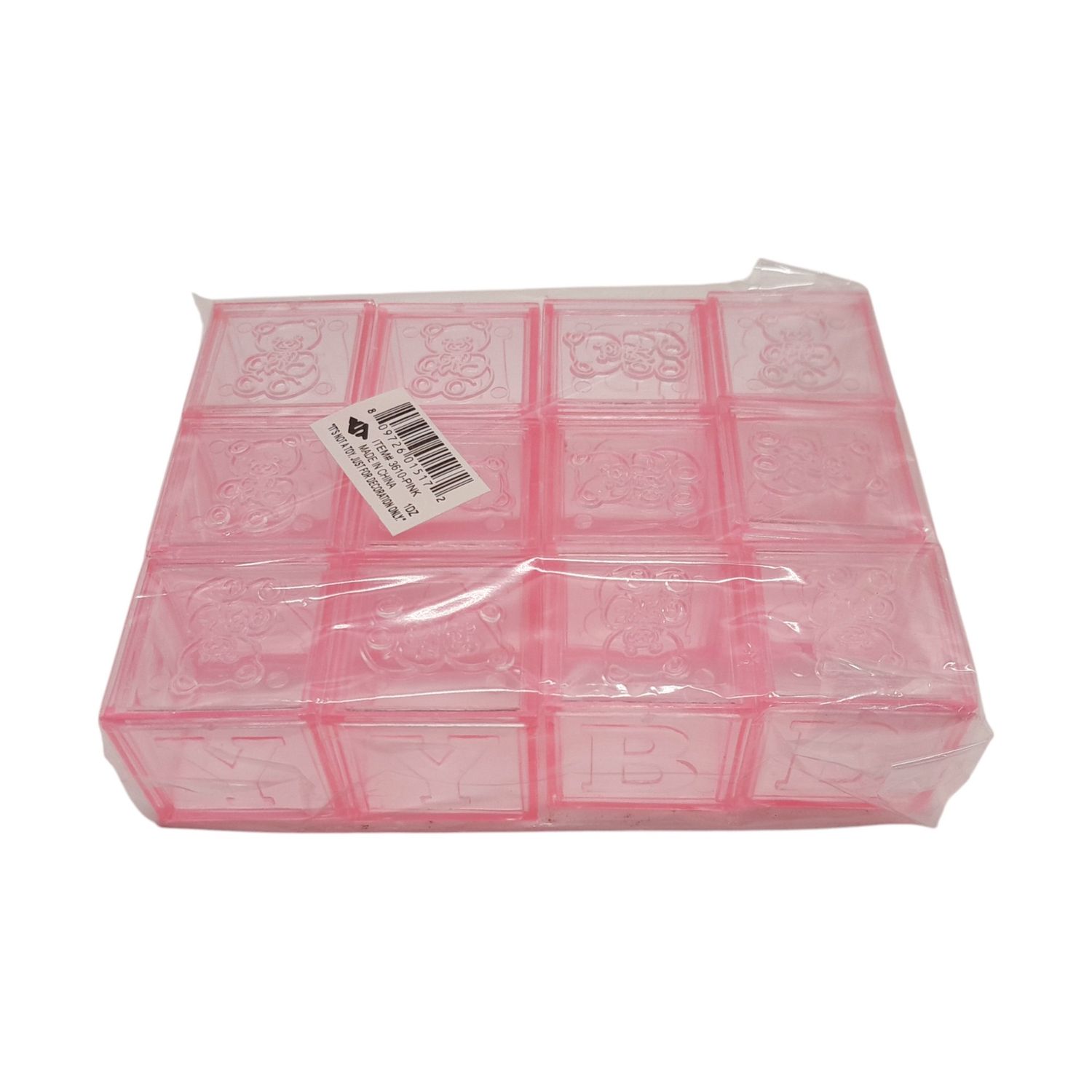 12pc 1.25" Plastic Baby Block Containers Pink