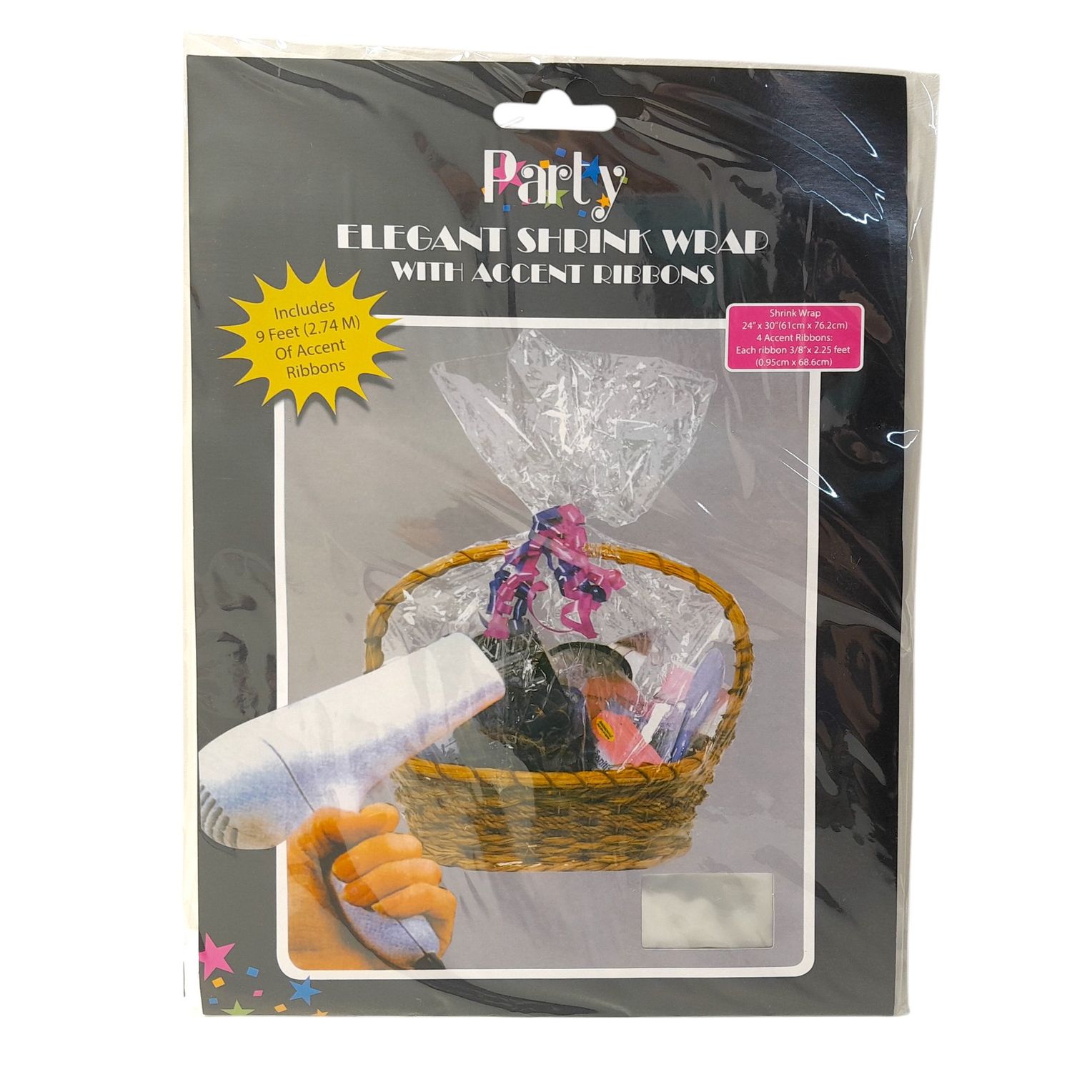 24&quot;x30&quot; Basket Shrink Wrap w/2.25&#39; Accent Ribbon