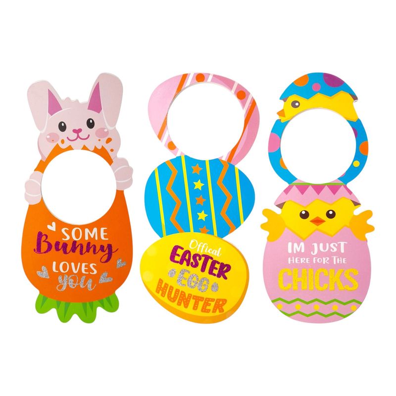 9.25&quot; MDF Glittered Easter Door Greeter Assorted