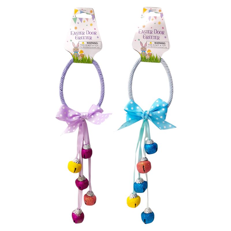 13&quot; Easter Egg Door Greeter w/Bells/Bow Assorted