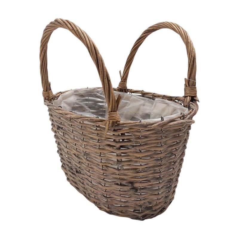 Double Handle Oval Basket With Liner Brown (LG) Double Handle Oval Basket With Liner Brown (LG)