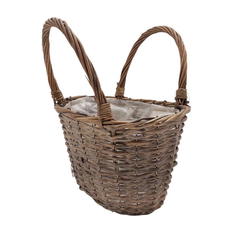 Double Handle Oval Basket With Liner Brown (MD) Double Handle Oval Basket With Liner Brown (MD)