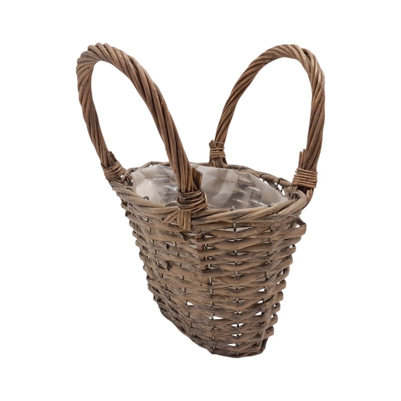 Double Handle Oval Basket With Liner Brown (SM) Double Handle Oval Basket With Liner Brown (SM)