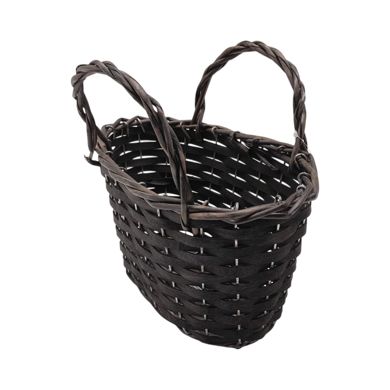 *Double Handle Oval Basket Black (#1)