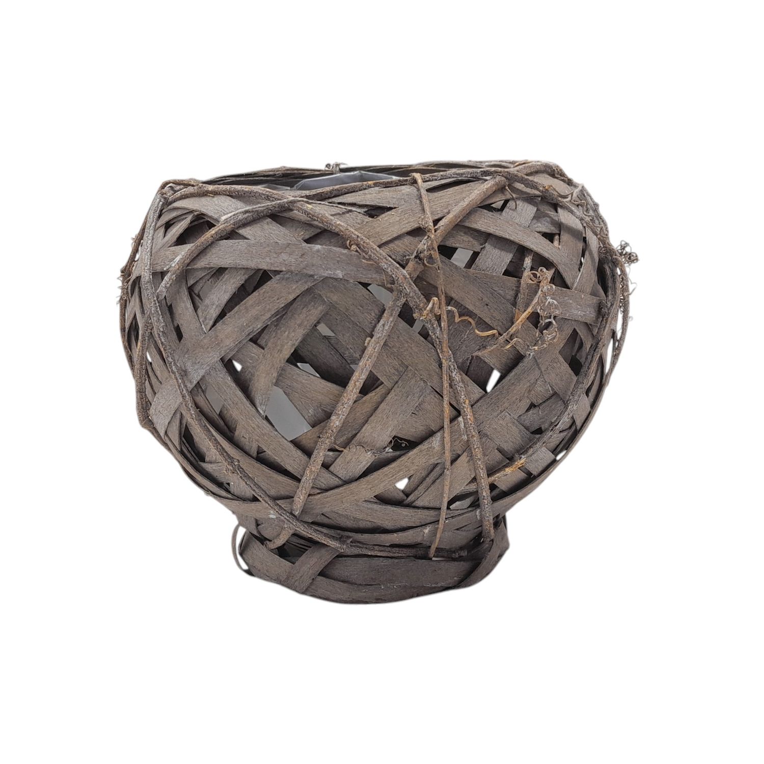 Round Basket w/Plastic Liner Grey
