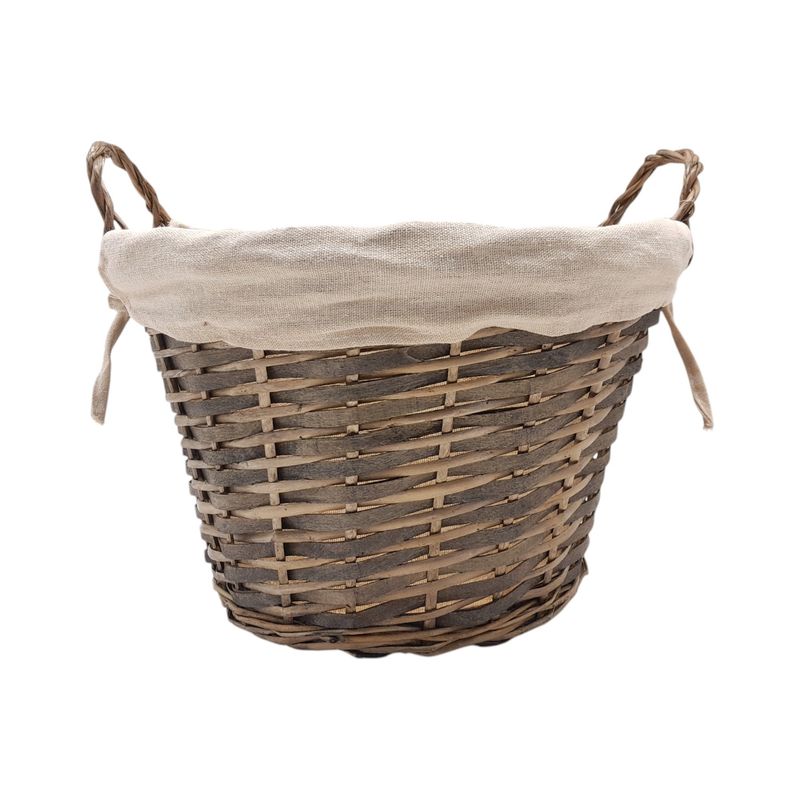 Double Handle Round Basket With Removable White Fabric Liner Brown (LG) Double Handle Round Basket With Removable White Fabric Liner Brown (LG)