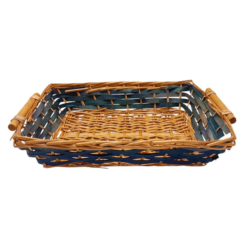 Double Handle Rectangle Basket Blue/Natural Double Handle Rectangle Basket Blue/Natural