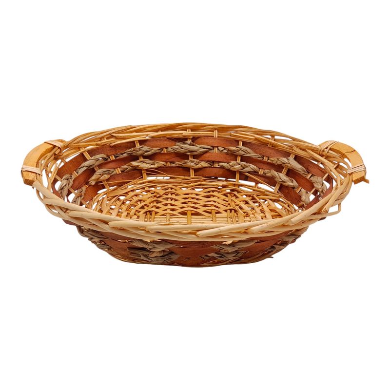 Double Handle Oval Basket Natural/Brown Double Handle Oval Basket Natural/Brown