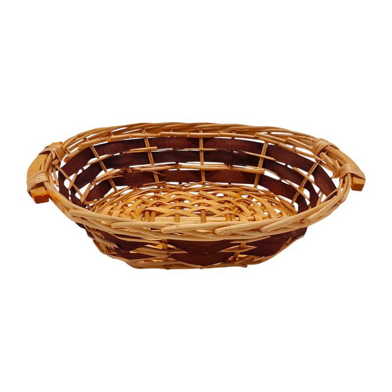 Double Handle Oval Basket Natural/Dk. Brown Double Handle Oval Basket Natural/Dk. Brown
