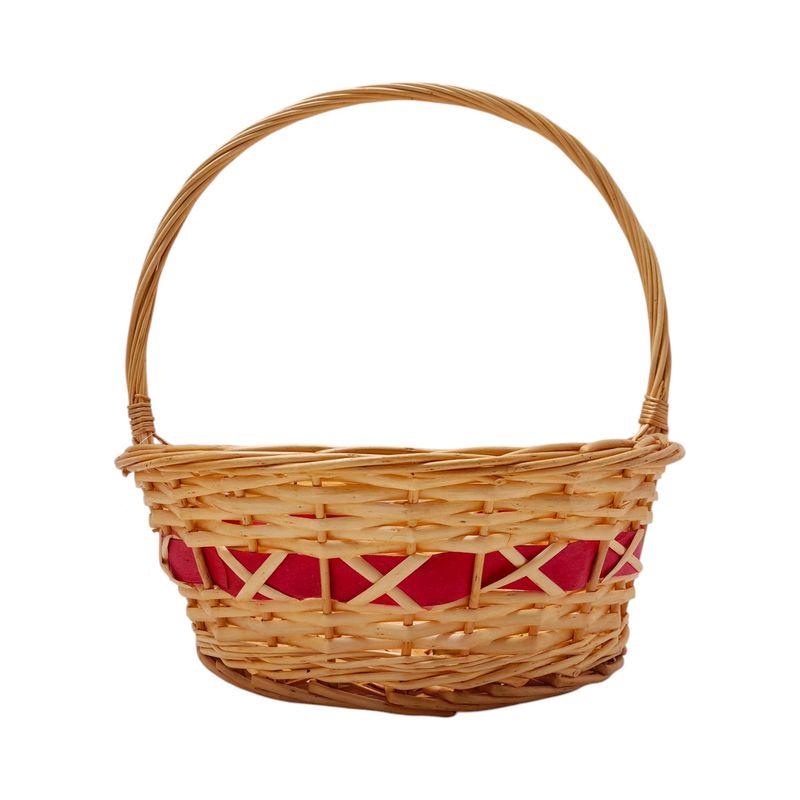 Single Handle Round Basket Natural/Hot Pink (LG) Single Handle Round Basket Natural/Hot Pink (LG)