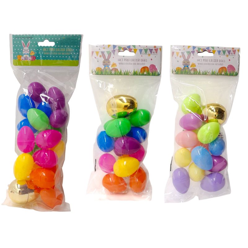 1.7&quot; Mini Fillable Easter Eggs w/2.2&quot; Golden Egg Assorted