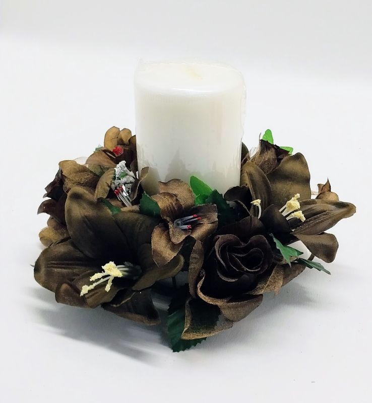 4&quot; Lily/Rose Candle Ring Chocolate