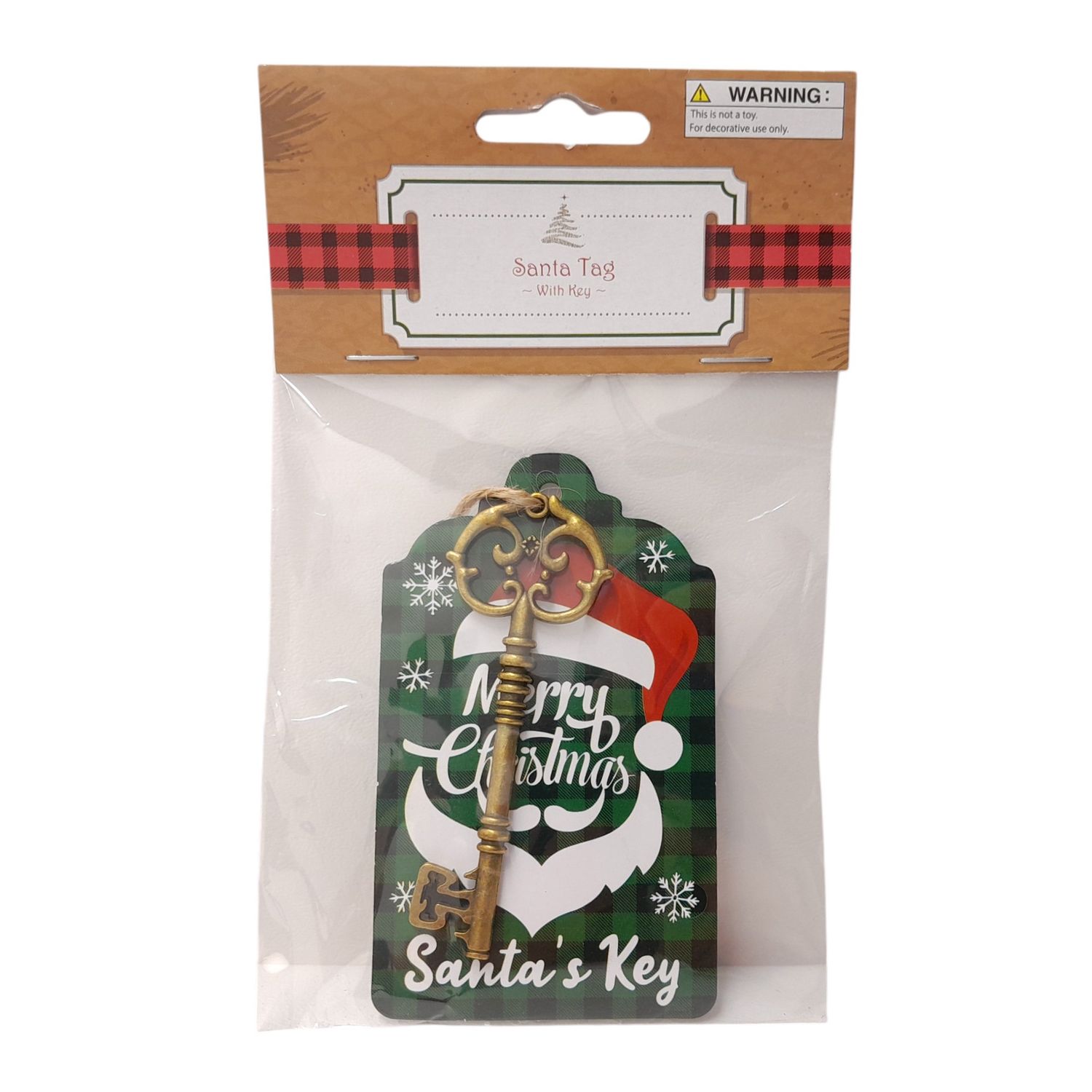3.75" Santa Tag Ornament w/Key Assorted