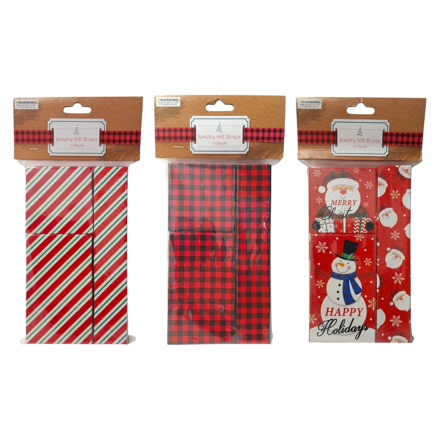 3pc Christmas Jewelry Gift Boxes Assorted