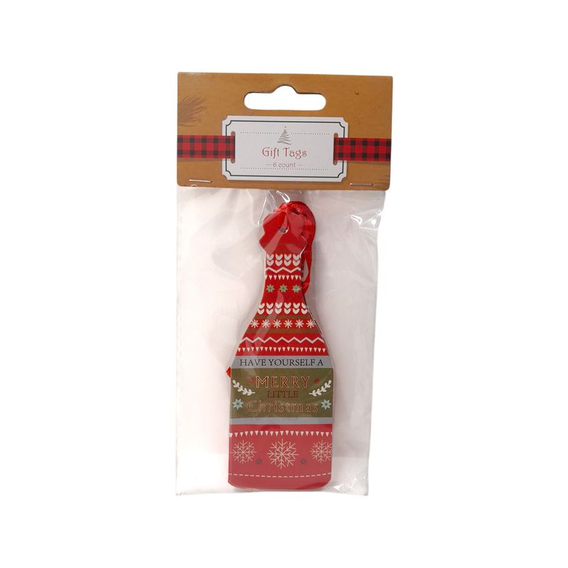 6pc 1.75&quot;x4.7&quot; Christmas Gift Tags Bottle Shaped Assorted