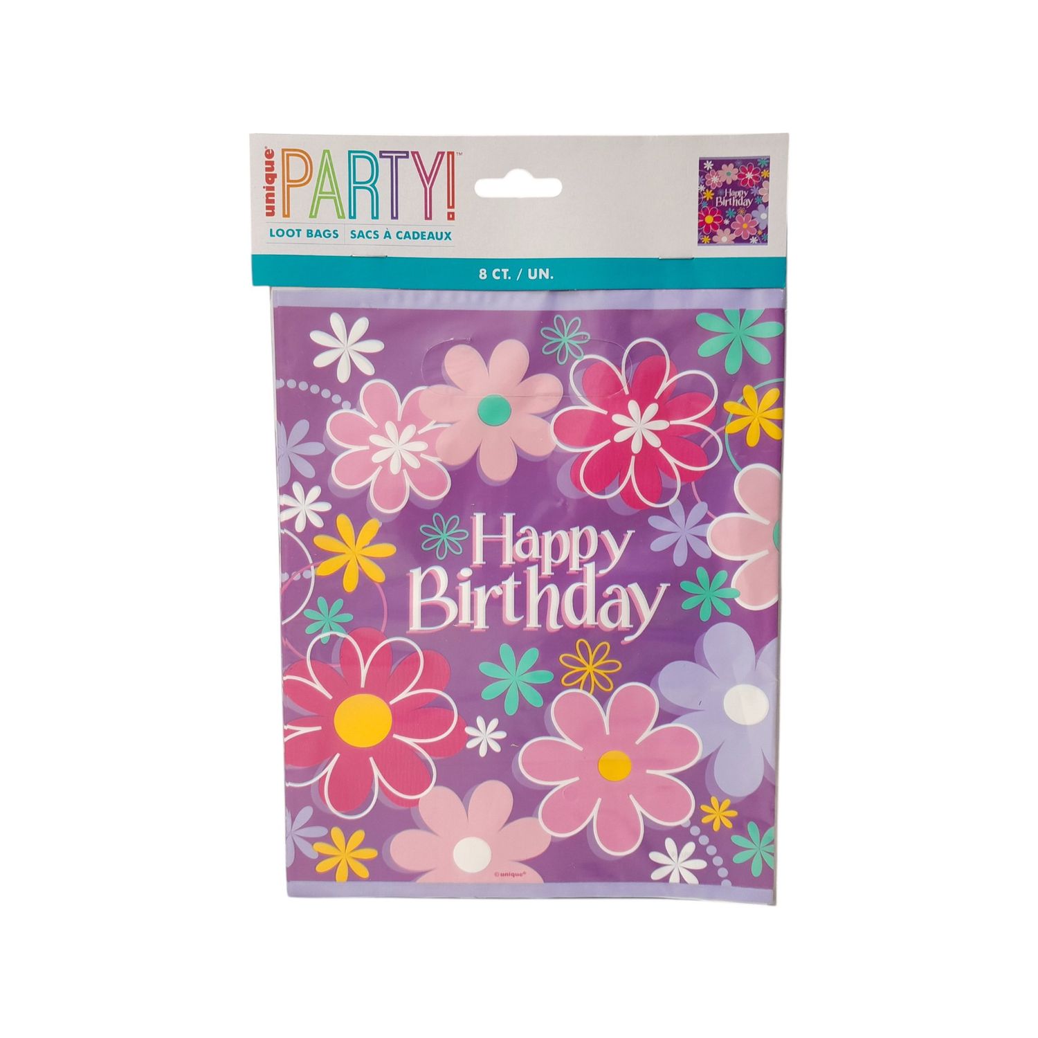 8pc 7.25"x9" Blossom "Happy Birthday" Loot Bags 8pc 7.25"x9" Blossom "Happy Birthday" Loot Bags