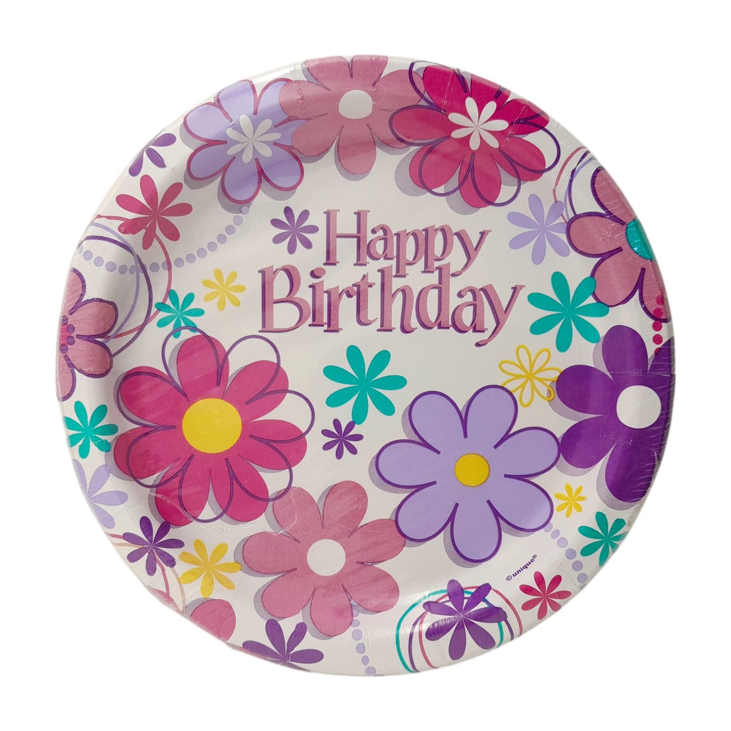 8pc 7&quot; Plates Blossom &quot;Happy Birthday&quot;