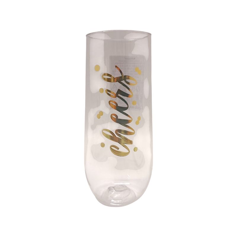 9oz &quot;Cheers&quot; Plastic Stemless Champagne Flute