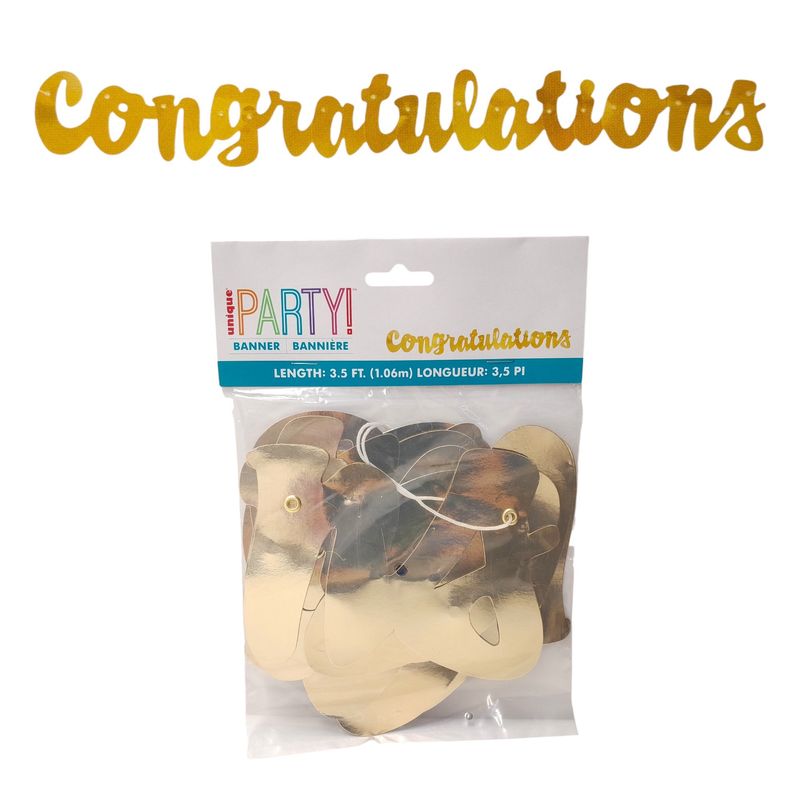 3.5&#39; &quot;Congratulations&quot; Banner Metallic Gold