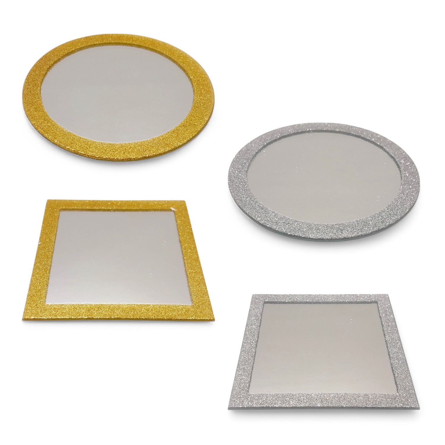 4.5&quot; Candle Plate Mirror w/Glitter Trim Assorted