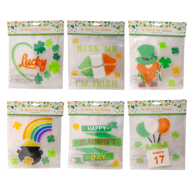 St. Patrick&#39;s Day Gel Window Clings Assorted