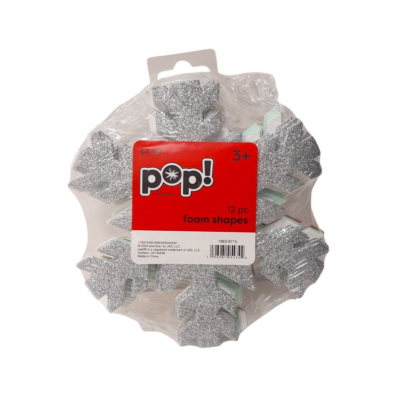 12pc 6.5&quot; Foam Snowflakes Silver/Mint/White (4 of each color)