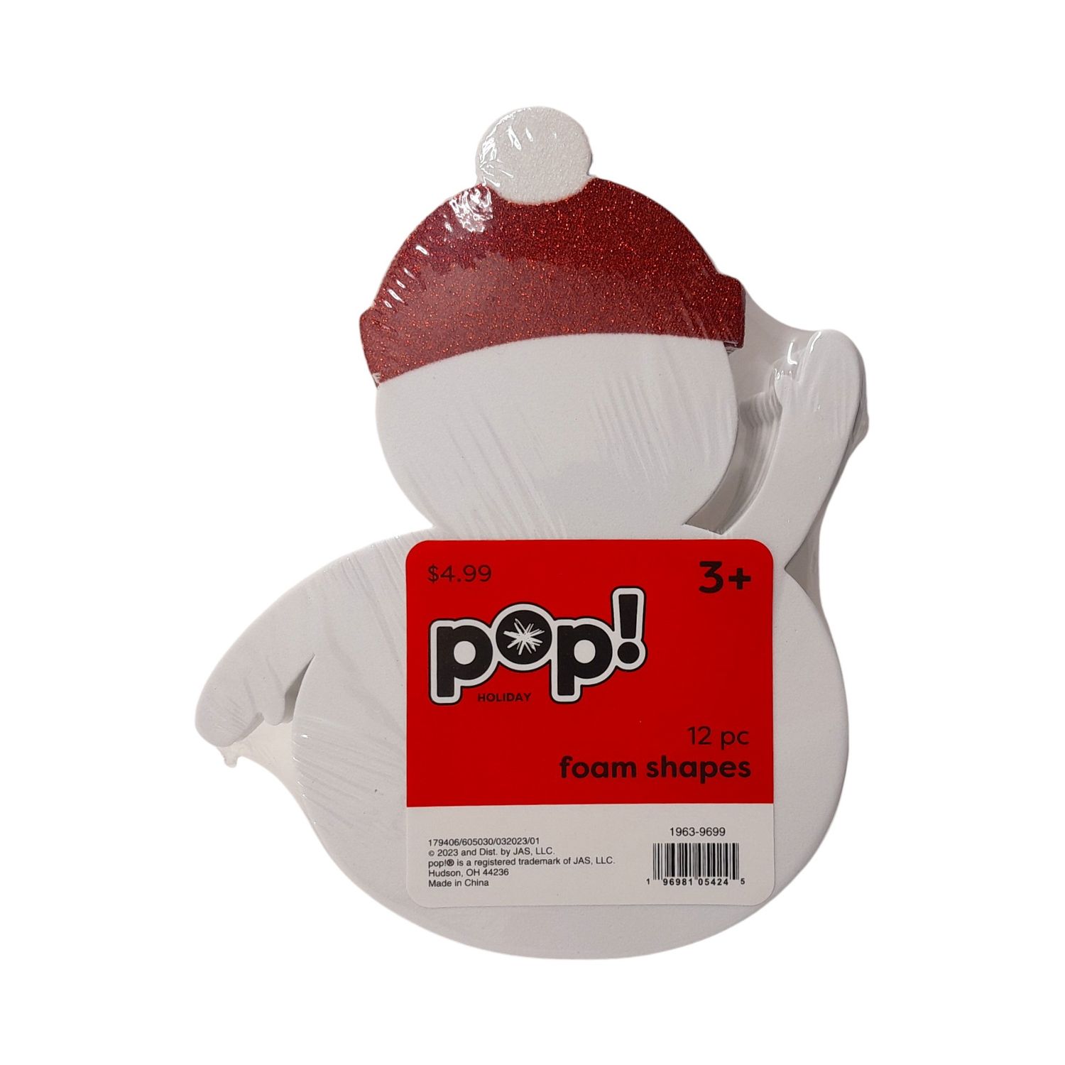 *12pc 5.5"x7" Foam Snowman w/Red Glitter Hat