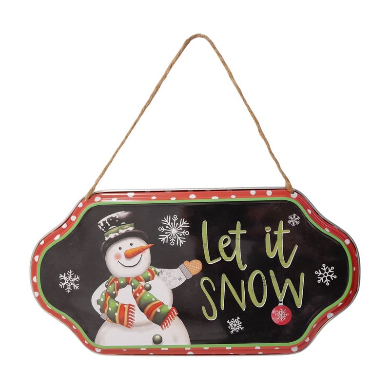 12"x6.25" Metal "Let It Snow" Sign Black/White/Lime/Red