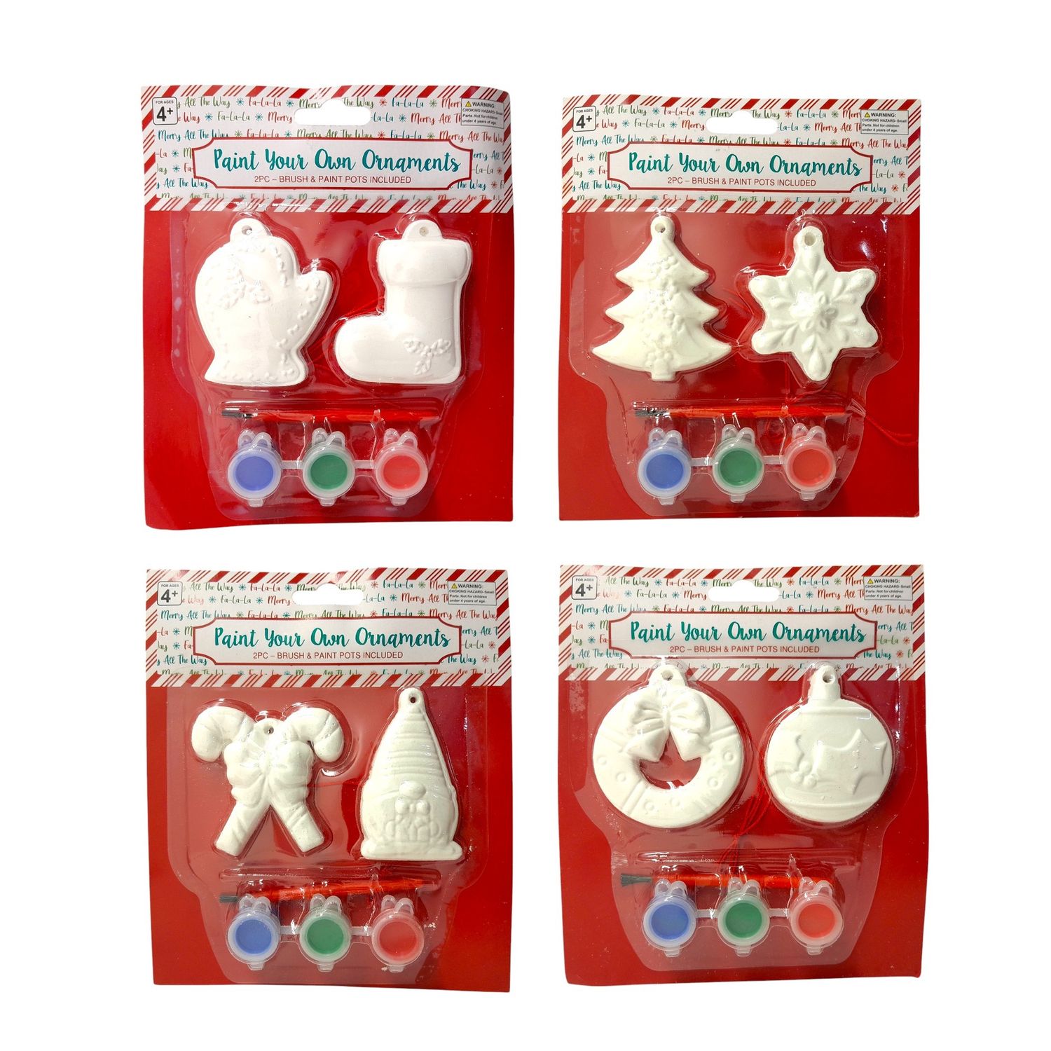 2pc 2&quot;x2.5&quot; Plaster Christmas Ornament Painting Kit Assorted
