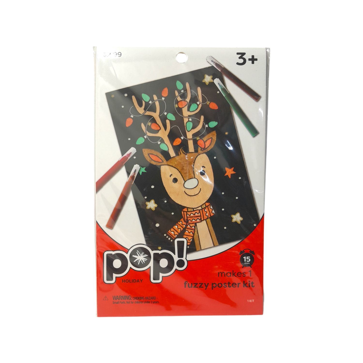 6&quot;x9&quot; Christmas Fuzzy Poster Coloring Kit Reindeer w/3 Markers