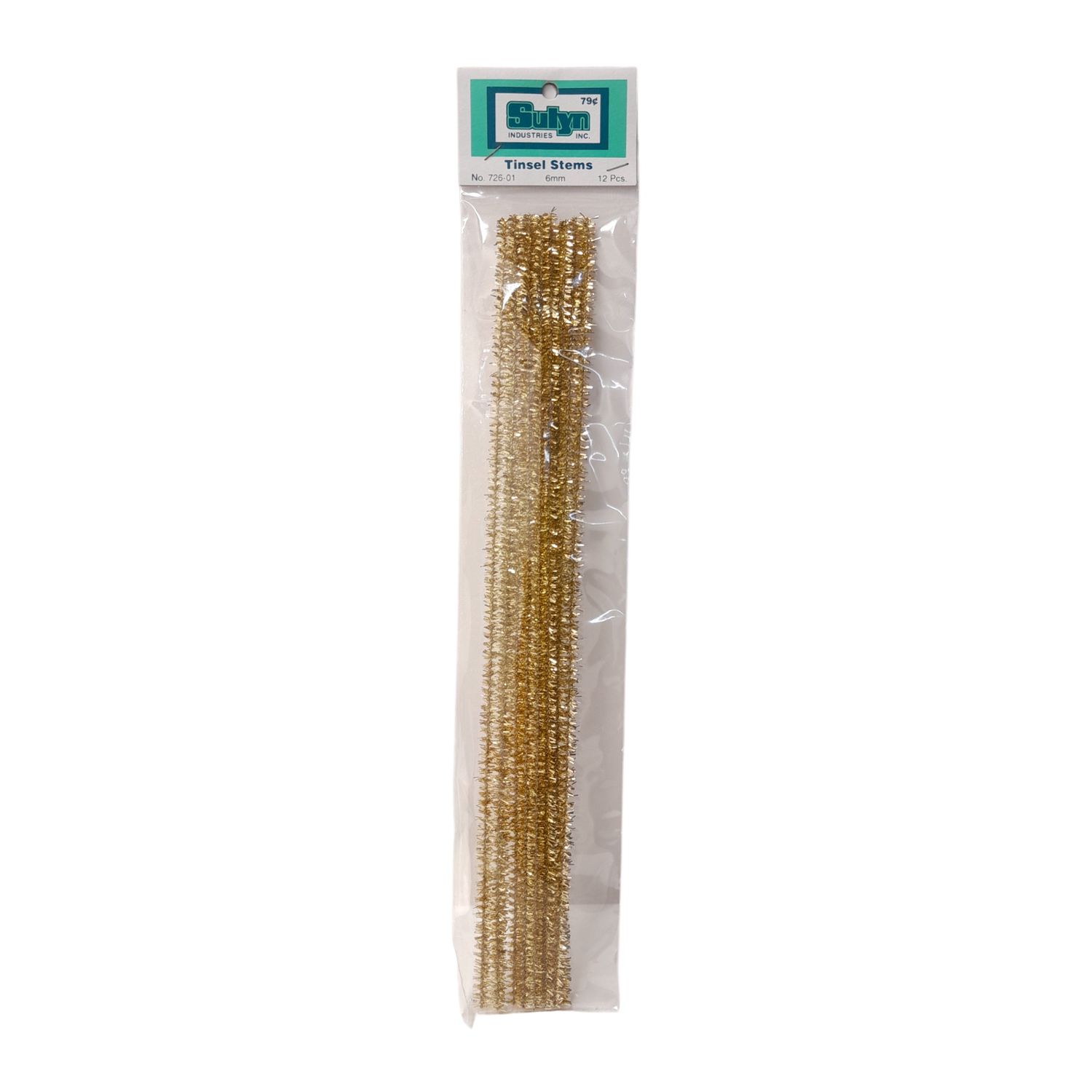 12pc 12" 6mm Tinsel Chenille Stems Gold