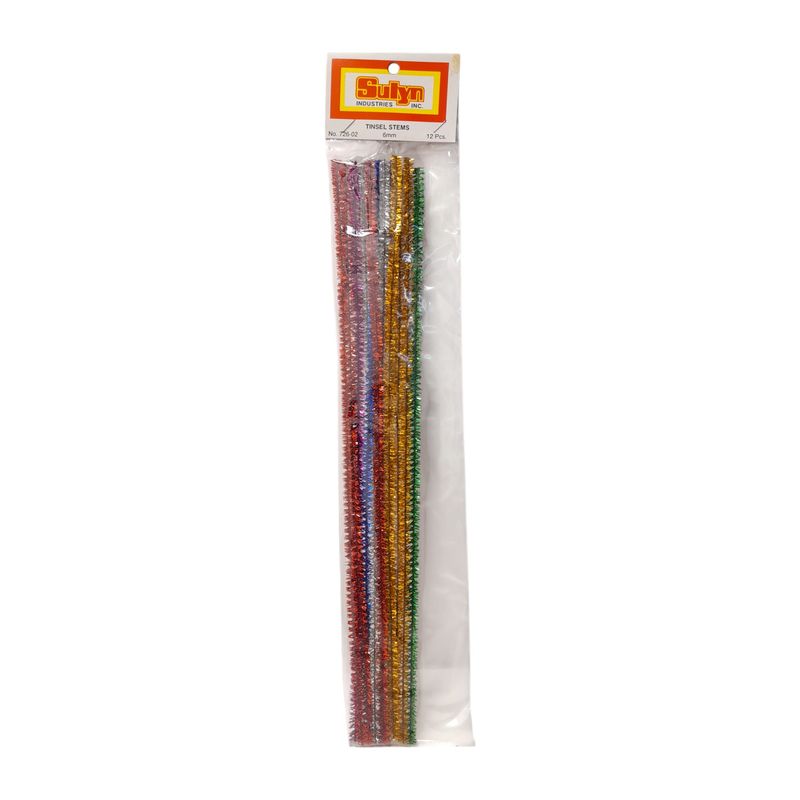12pc 12&quot; 6mm Tinsel Chenille Stems Multi