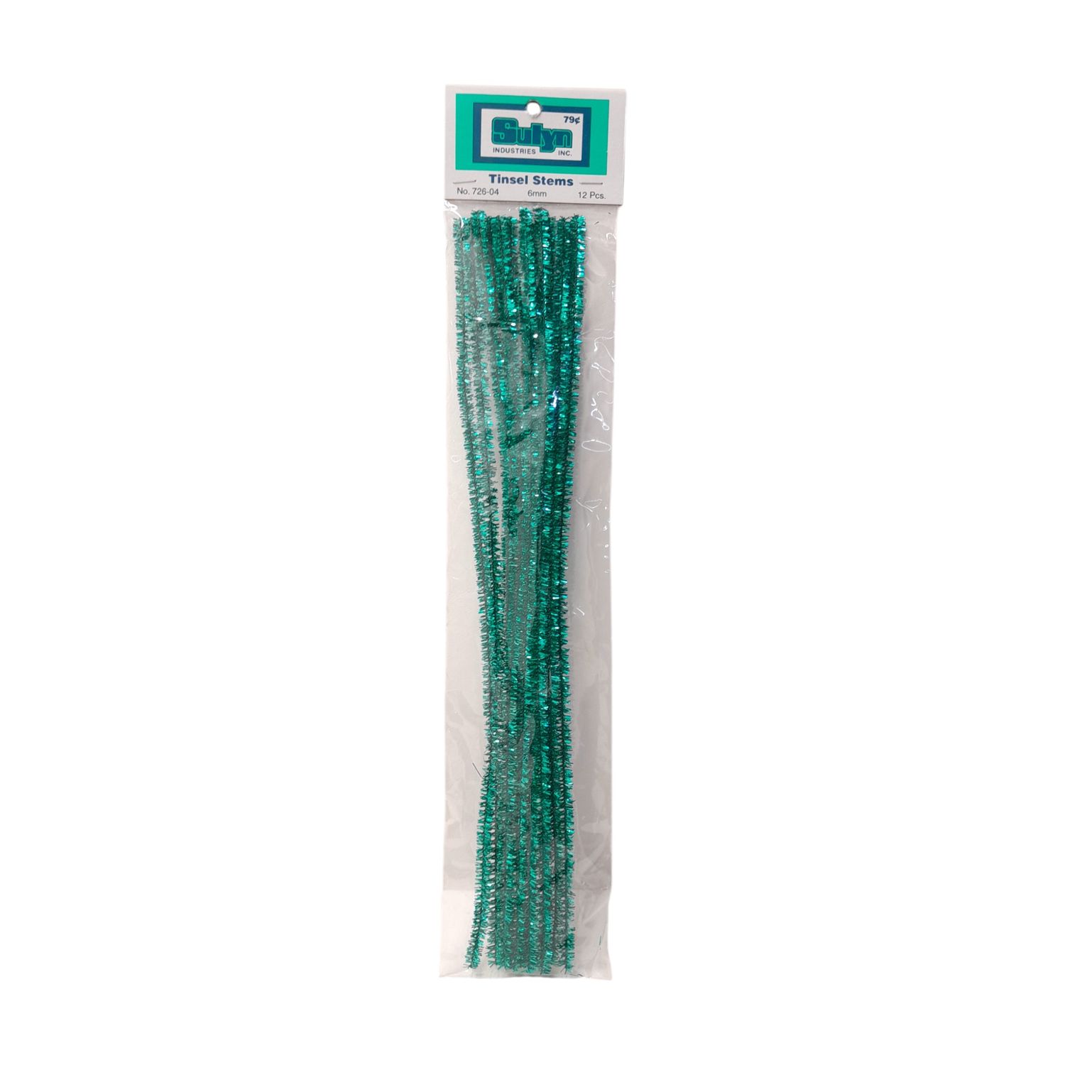 12pc 12&quot; 6mm Tinsel Chenille Stems Green