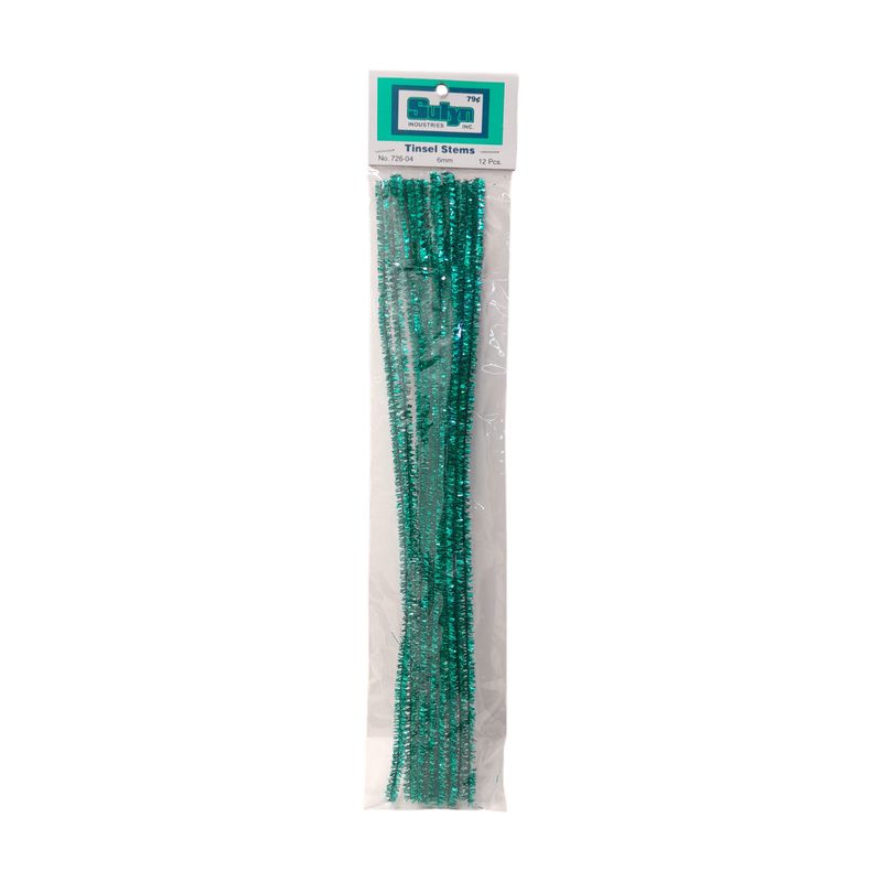 12pc 12&quot; 6mm Tinsel Chenille Stems Green