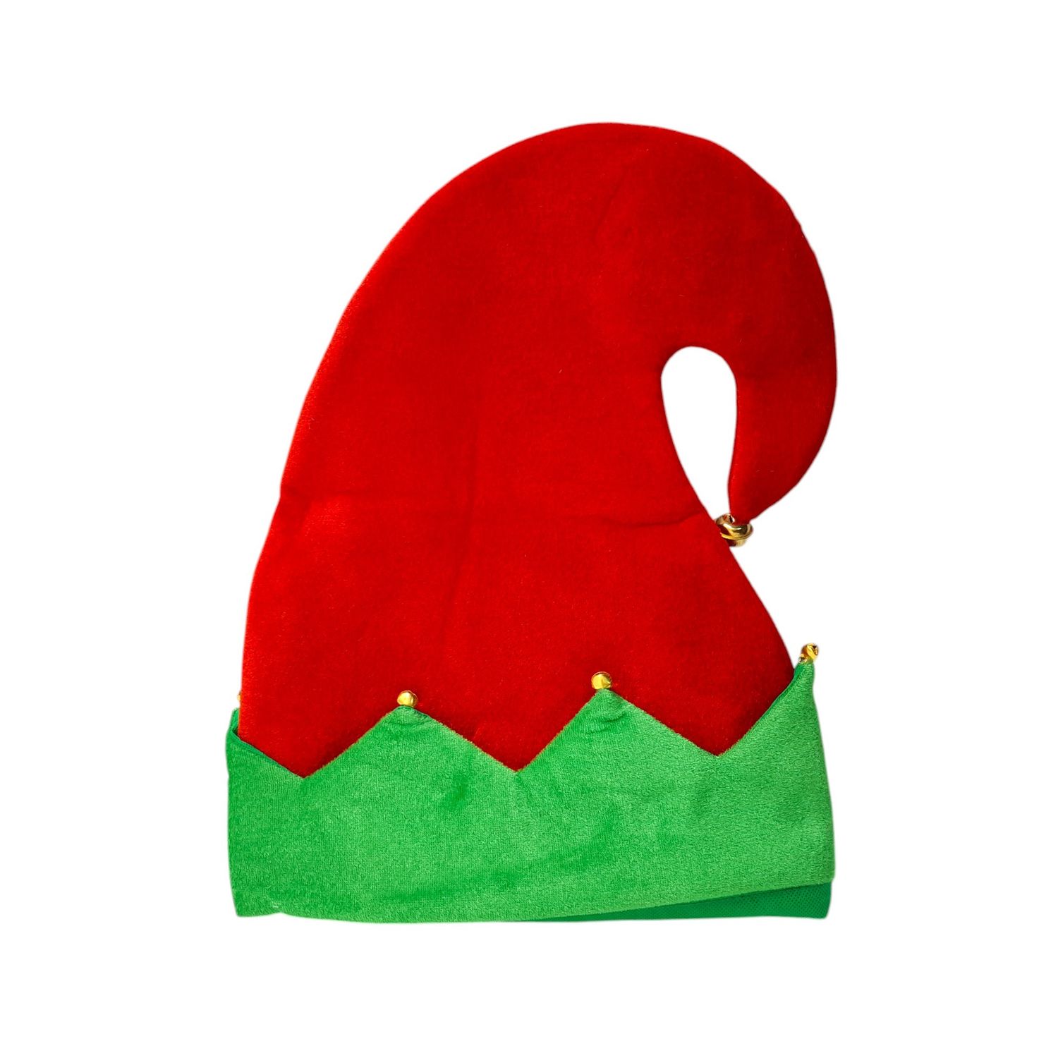11&quot;x14&quot; Red Elf Hat w/Gold Bells &amp; Green Cuff