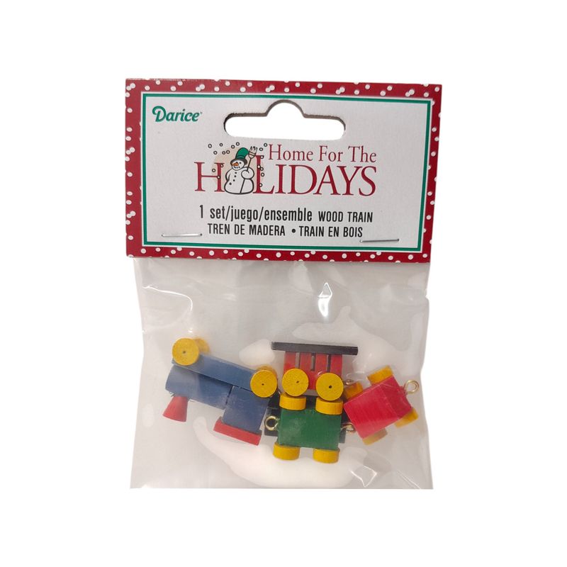 3.5"x1/2"x1.75" Miniature Wood Train Set Red/Green/Blue/Yellow