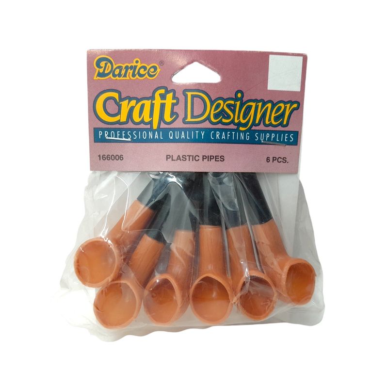 6pc 0.6&quot;x2&quot; Plastic Pipes Brown/Black