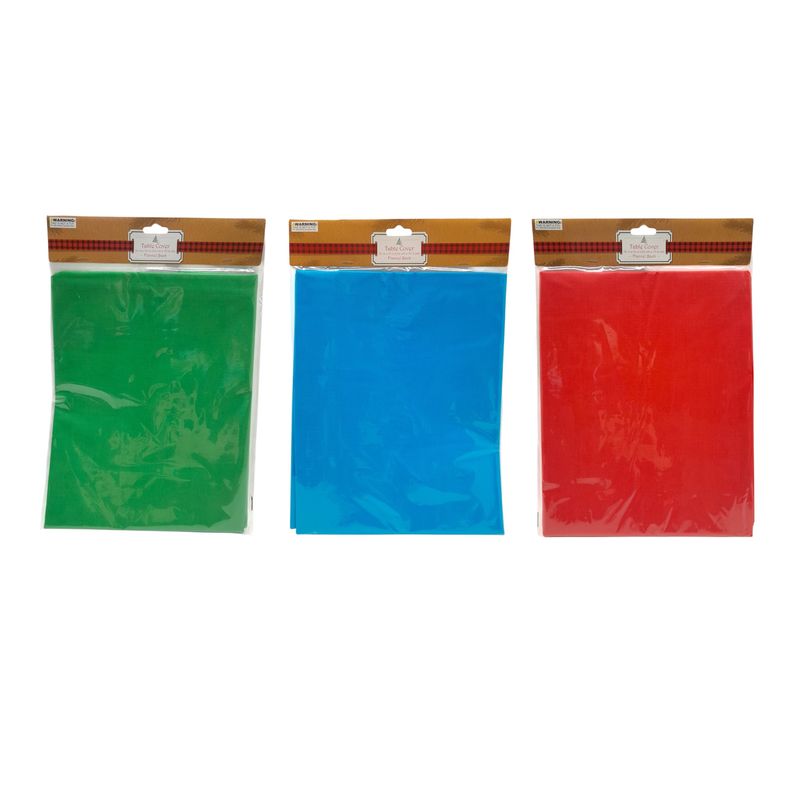 52&quot;x70&quot; Plastic Table Cover Flannel Back Assorted
