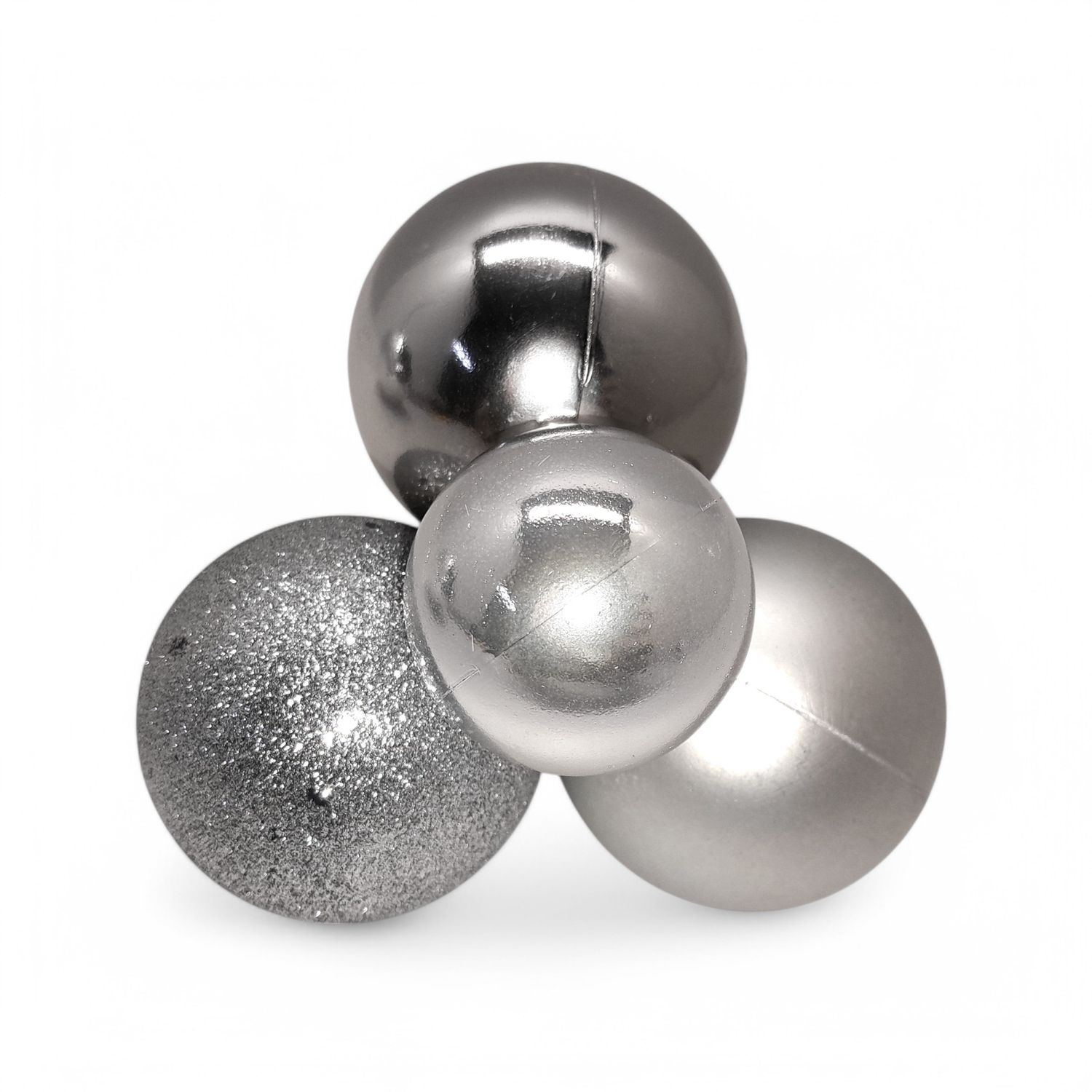 50/70mm Ball Cluster Silver on 6.5&quot; Pine Stem (Plastic)