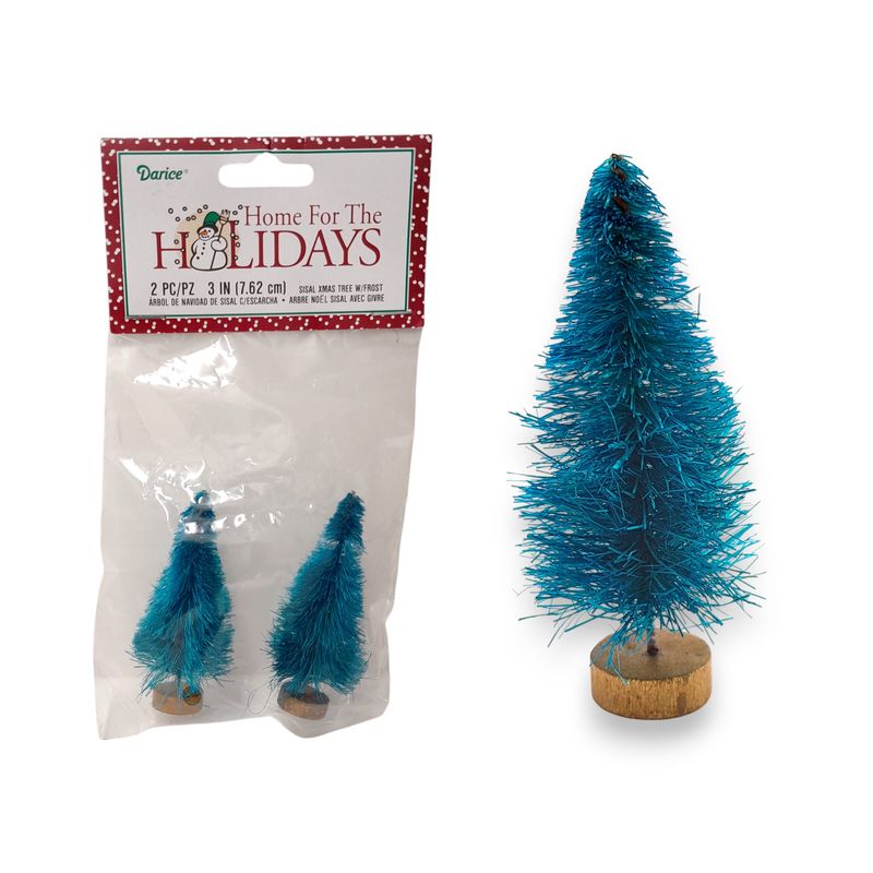 2pc 3&quot; Green Sisal Trees on 0.6&quot; Wooden Base